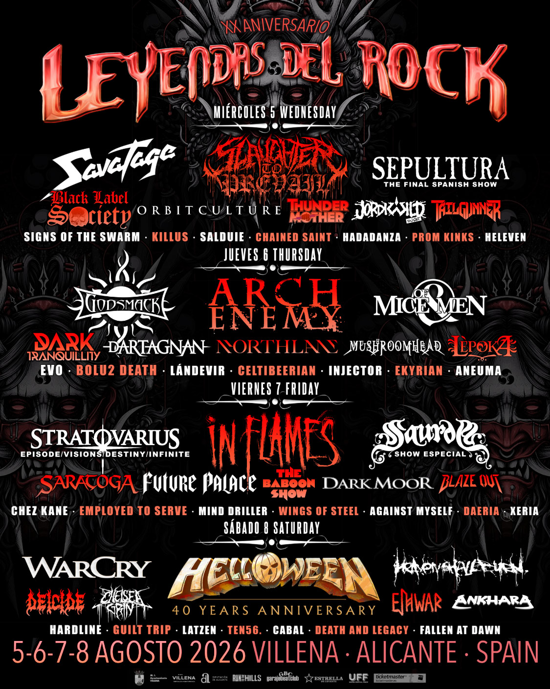 Cartel del Leyendas del Rock 2026 con las bandas del XX aniversario