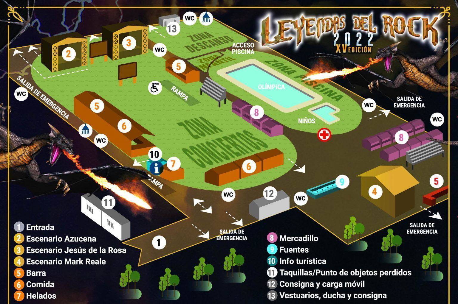Plano del recinto del Leyendas del Rock